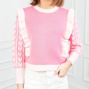 Sincerely Ours Ruffle‎ Hearts Sweater - NWT